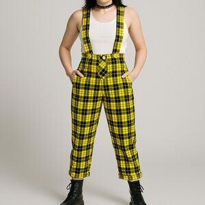 Vintage Sweet Baby Jane yellow and black plaid overalls medium